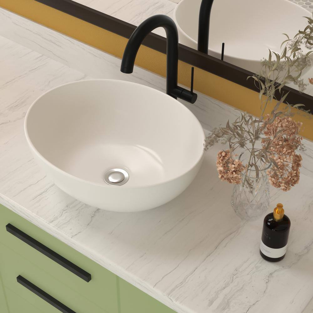 LOD 16 in. x 13 in. White Ceramic Rectangular Vessel Bathroom Sink