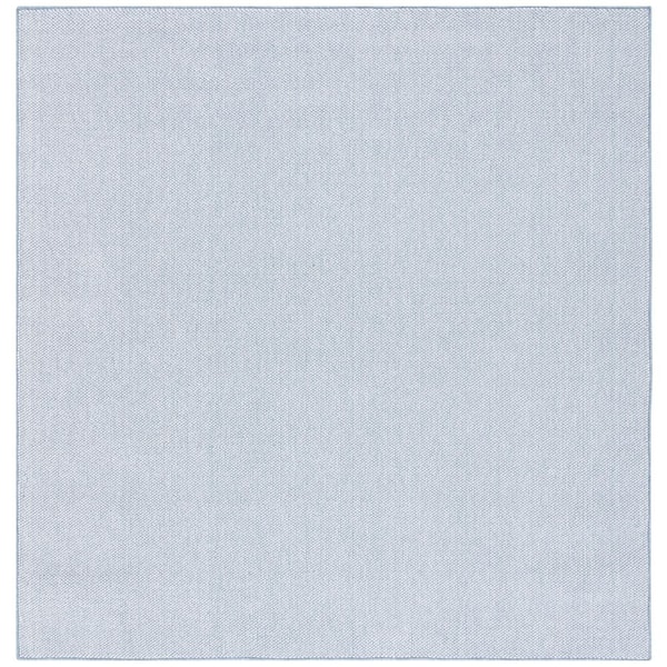 River 7 ft. x 7 ft. Blue/Ivory Solid Marle Square Area Rug