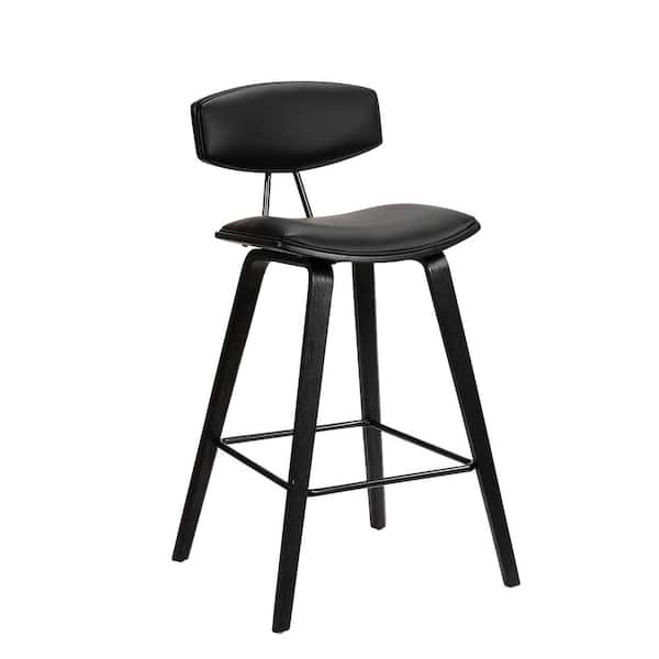 Armen Living Fox 26 In H Black Mid, Jayden Faux Leather Swivel Barstool 26 Counter Height Black And Gray