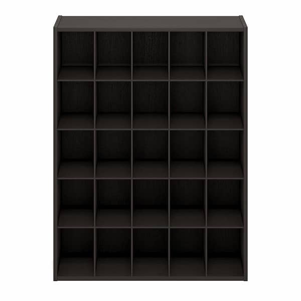 Furinno 31.5 in. H 12-Pair Black Dark Oak Wood Shoe Rack 25036DOK