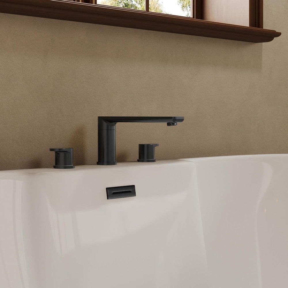 2-Handle Deck-Mounted Low Arc Roman Tub 1-Spray Tub and Shower Faucet 2.8 GPM in Matte Black Spot Resist Valve Included price history on PriceWatchPro