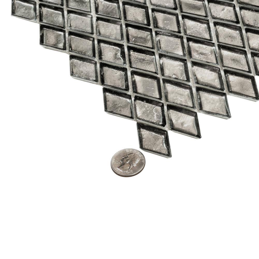 Gray Diamond Glossy Glass Mosaic Floor and Wall Tile