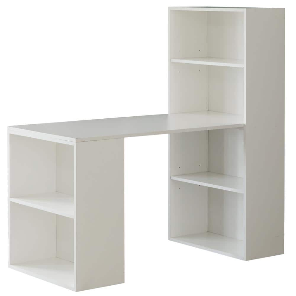 Basicwise 20 in. Rectangular White Medium Wood 6 Shelves Computer ...