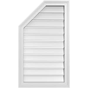 20 in. x 34 in. Octagonal Surface Mount PVC Gable Vent: Functional with Brickmould Frame