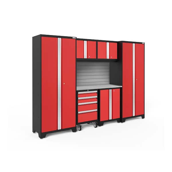 NewAge Products Bold Series 7-Piece 24-Gauge Steel Garage Storage System in Deep Red (108 in. W x 77 in. H x 18 in. D)