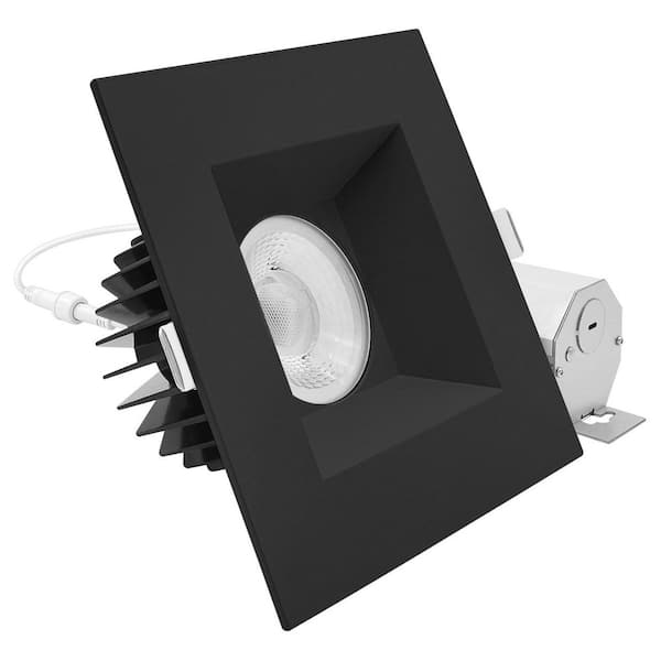 6 in. Integrated LED Recessed Light Trim Regressed with Square Black Interchangeable Trim, 22W, 1800LM, 5CCT, Dimmable