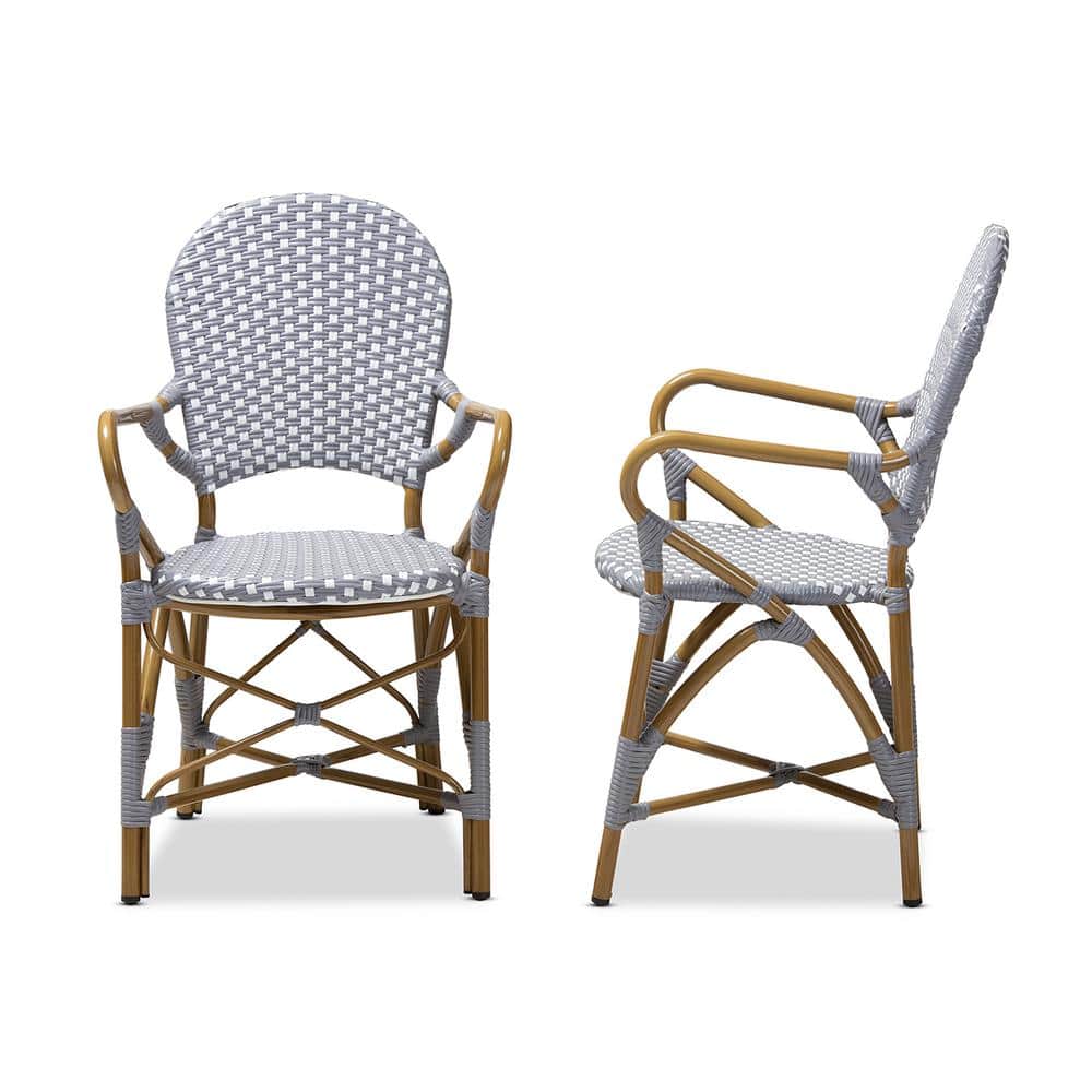 Seva Beige and Grey Bamboo-Style Aluminum Dining Chair