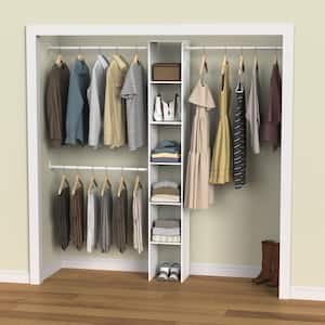 Selectives 12 in. W White Custom Tower Wall Mount 6-Shelf Wood Closet System