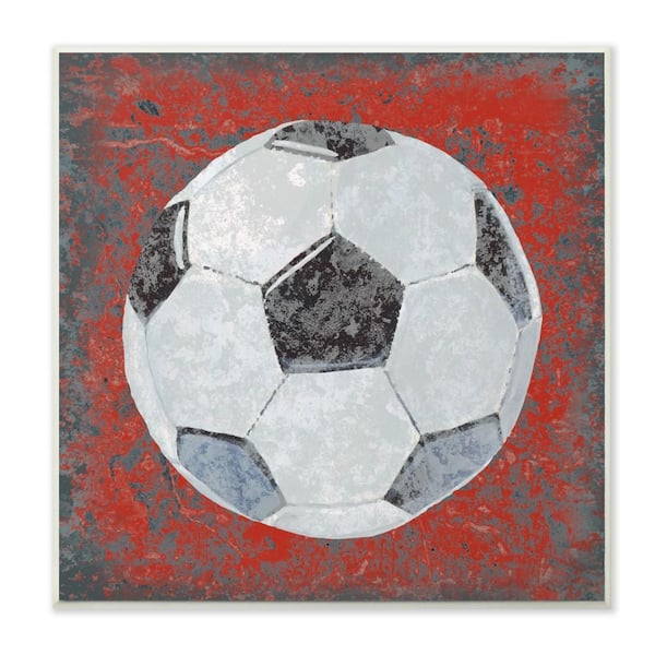 12 in. x 12 in." Grunge Sports Equipment Soccer " by Studio W Printed Wood Wall Art