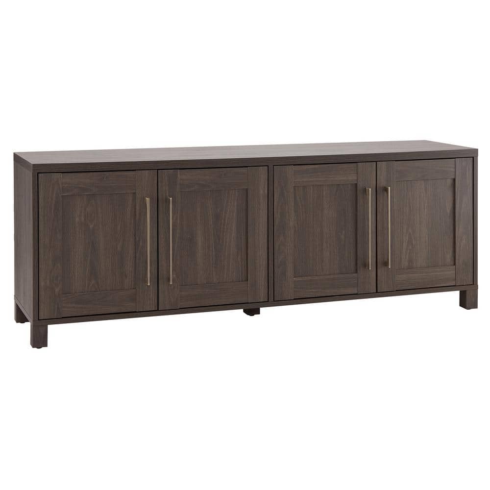 Alder Brown Transitional 68'' TV Stand with Brass Hardware
