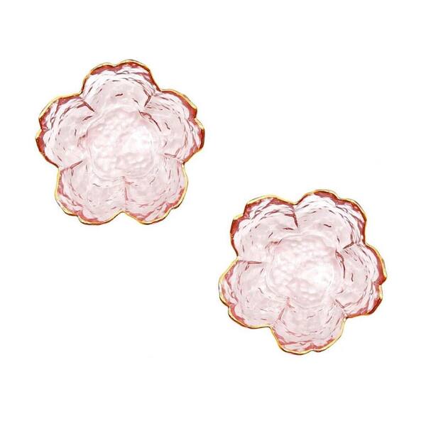 Cherry Blossom Shaped Small Glass Bowls 3.2 in Diameter Decorative Soy Sauce Dishes for Appetizer Tea Bag