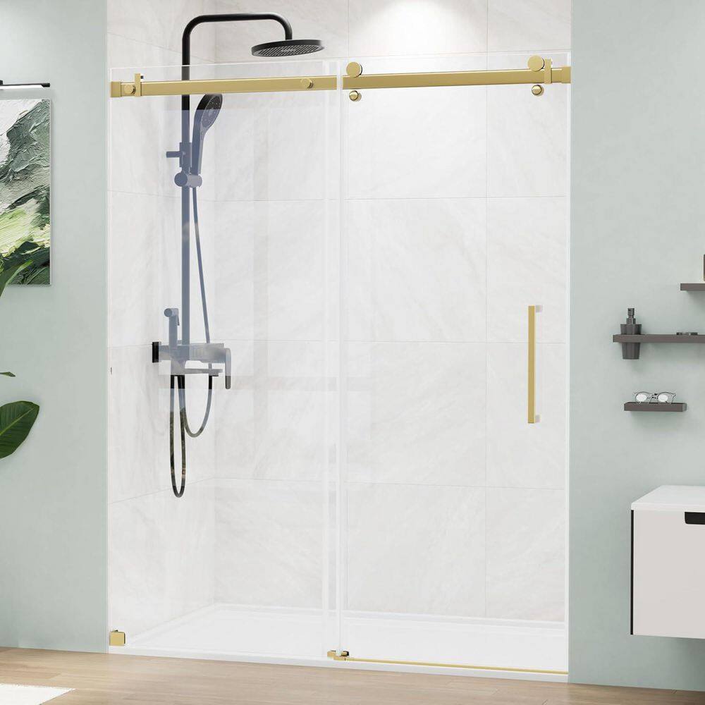 43 to 48 in. W x 72 in. H Frameless Sliding Shower Door in Brushed Gold with Clear Tempered Glass price history on PriceWatchPro