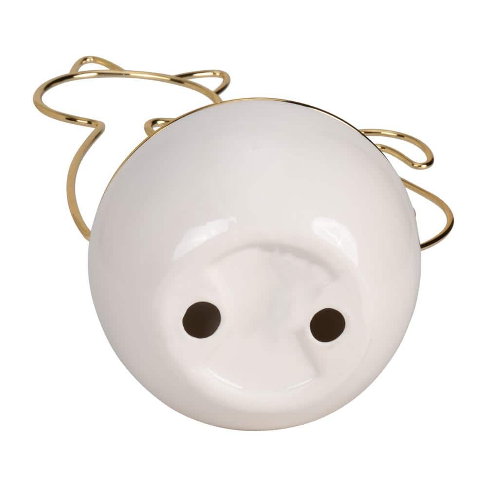 White and Gold Ceramic Cat-Shaped Trinket Tray