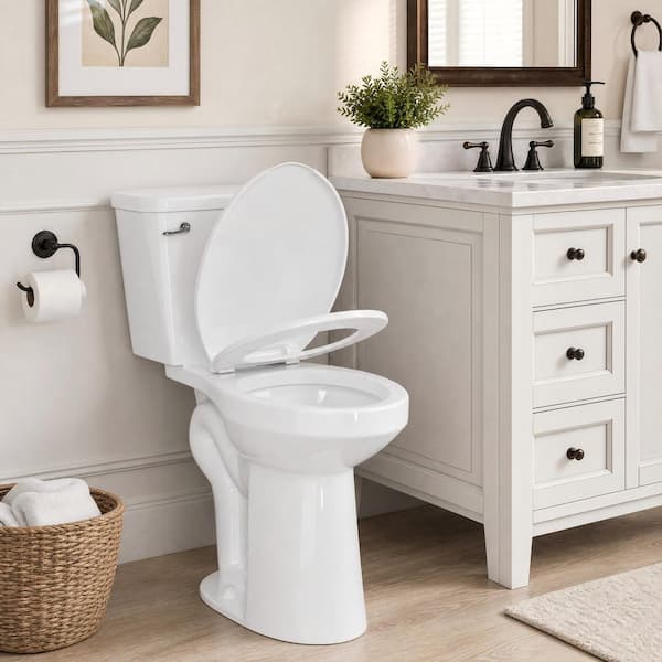 21 in. Toilet 2-Piece 1.28 GPF Single Flush Elongated and Heightened Toilet in White, High Toilets for Seniors