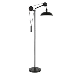 72 in. Black 1 1-Way (On/Off) Standard Floor Lamp for Living Room with Metal Dome Shade
