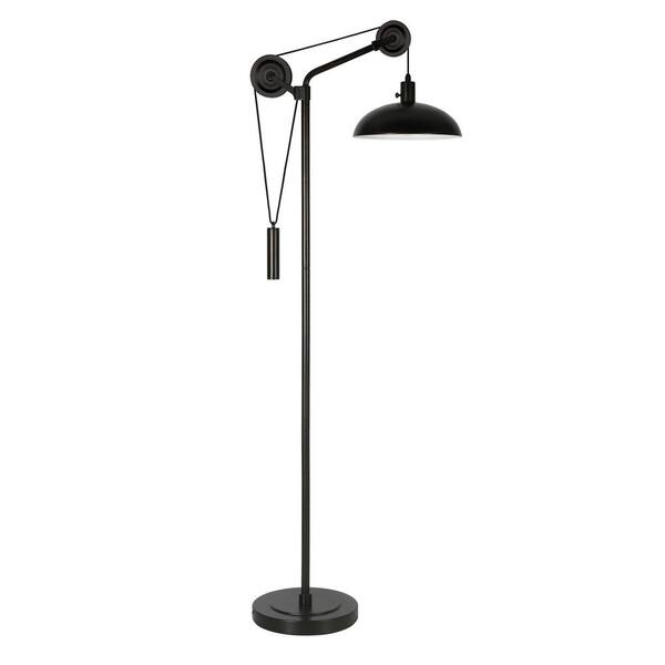 HomeRoots 72 in. Black 1 1-Way (On/Off) Standard Floor Lamp for Living Room with Metal Dome Shade