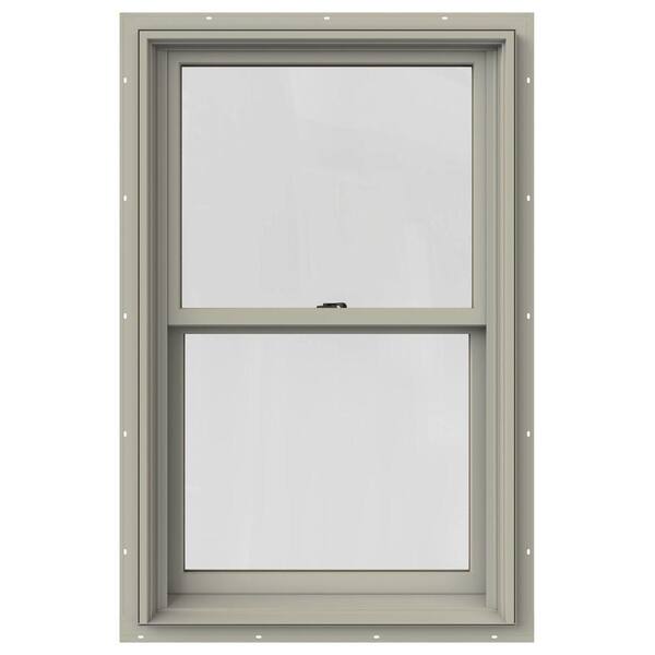 JELD-WEN 25.375 in. x 48 in. W-2500 Series Desert Sand Painted Clad Wood Double Hung Window w/ Natural Interior and Screen