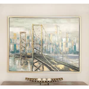 36 in. x 47 in. Light Brown Polystone Traditional City Framed Wall Art