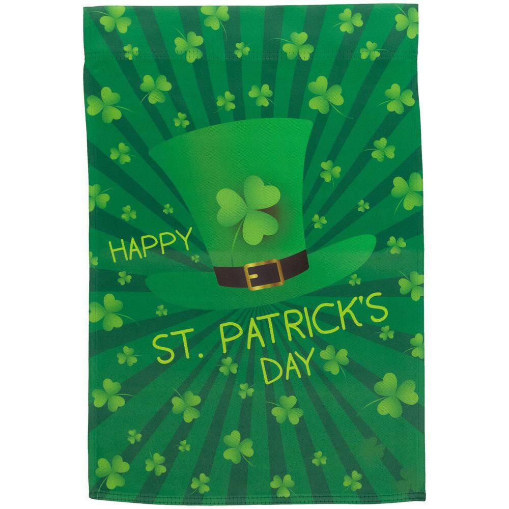 "Leprechaun Hat ""Happy St. Patrick's Day"" Shamrocks Outdoor Garden Flag 18 in. x 12.5 in." price history on PriceWatchPro