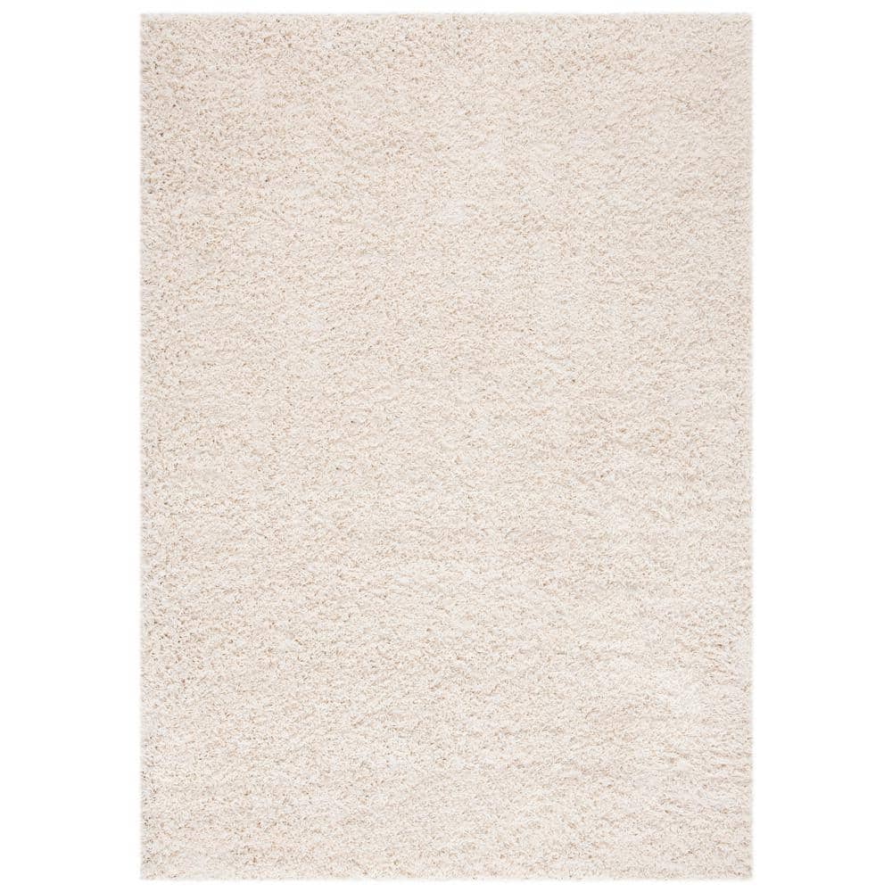 Ivory Elegance 47" Round Plush Synthetic Shag Rug