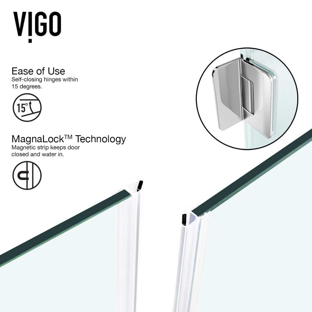 Pacifica 48" Frameless Clear Glass Shower Enclosure with Chrome Finish