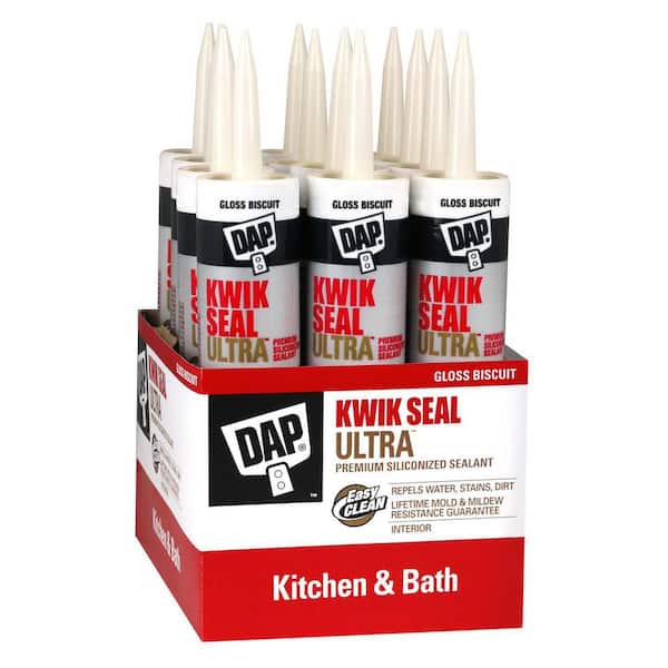 DAP Kwik Seal Ultra 10.1 oz. Biscuit Advanced Siliconized Kitchen and Bath Caulk (12-Pack)