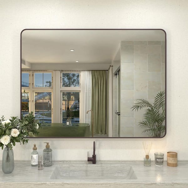 Hermitage Bath Cosy 48 in. W x 36 in. H Rectangular Framed Wall Bathroom Vanity Mirror in Oil Rubbed Bronze