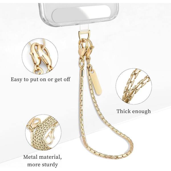 OBJLGEV Metal Phone Chain Wristlet Strap Detachable Lanyard with 2