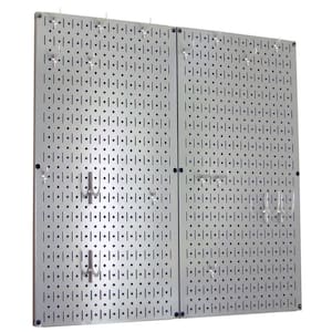 Kitchen Pegboard 32 in. x 32 in. Metal Peg Board Pantry Organizer Kitchen Pot Rack Gray Pegboard and White Peg Hooks