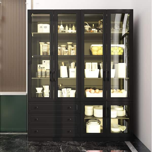 FUFU&GAGA Contemporary/Modern Black China Cabinet