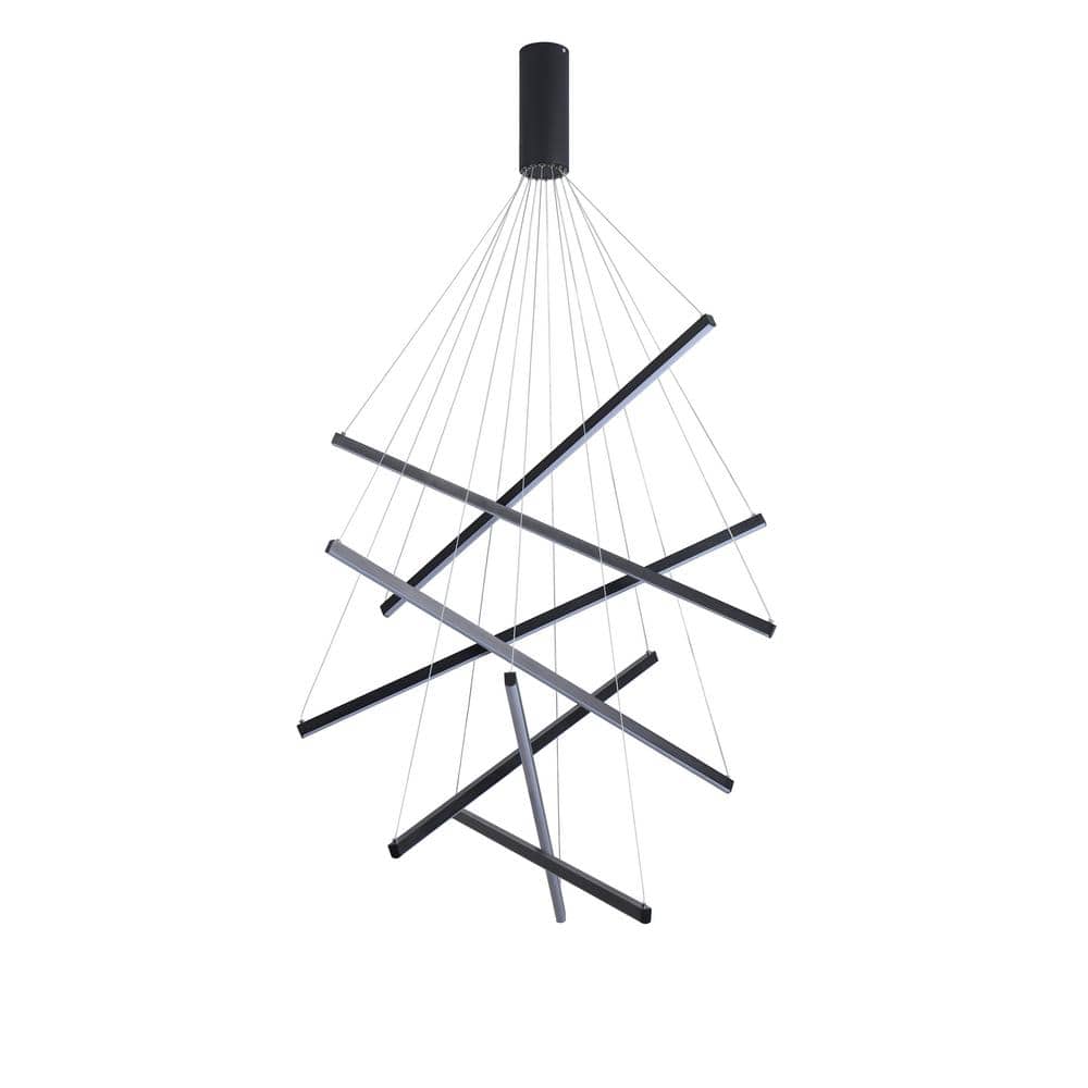 Modern 100-Watt 7-Light Integrated LED Black Sputnik Modern Linear Chandeli