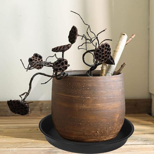 19 in. W x 3 in. H Black Heavy Duty Plastic Deep Plant Saucers for