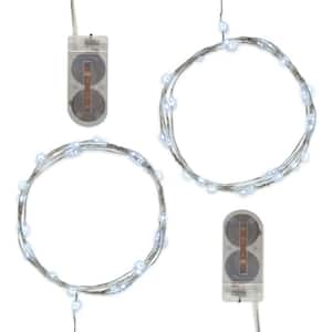 40-Light Mini Battery Operated Waterproof String Lights in White (2-Count)