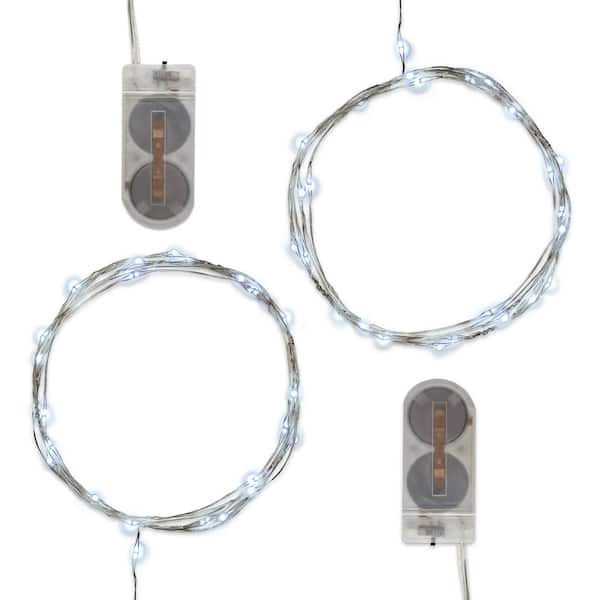 LUMABASE 40-Light Mini Battery Operated Waterproof String Lights in White (2-Count)