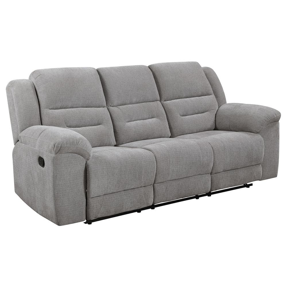 Gilson Gray Chenille Fabric Manual Reclining Sofa with Pillow-Top Arms