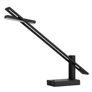 23 in. Black Metal Desk Lamp with Adjustable Light Panel