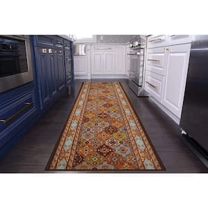 Bakhtiari Design Cut to Size Multicolor Color 26" Width x Your Choice Length Custom Size Slip Resistant Runner Rug