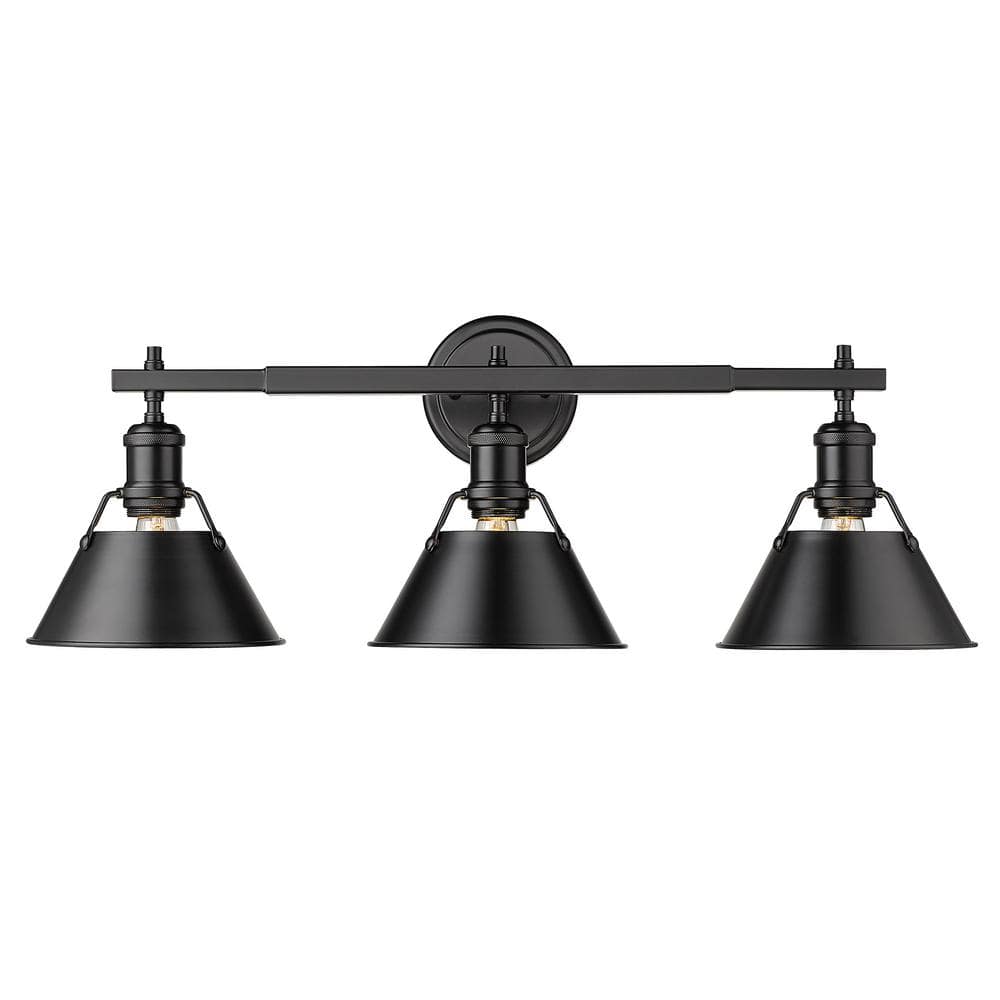 Orwell 4.875 in. 3-Light Black Vanity Light with Black Shade price history on PriceWatchPro