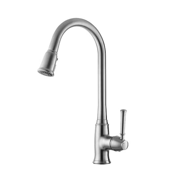 ROSWELL Bayberry Single-Handle Pull-Down Sprayer Kitchen Faucet in Satin Nickel