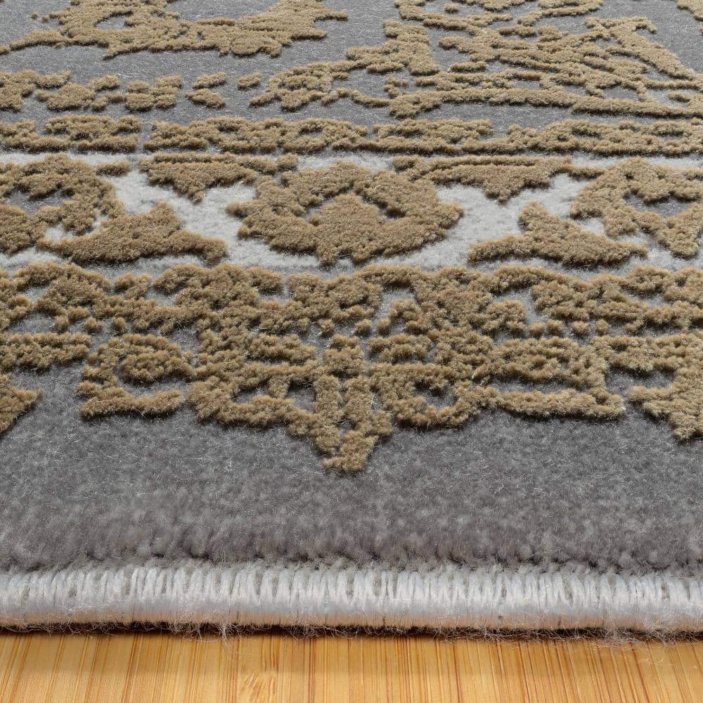 Gray Tufted Reversible Rectangular Viscose Area Rug