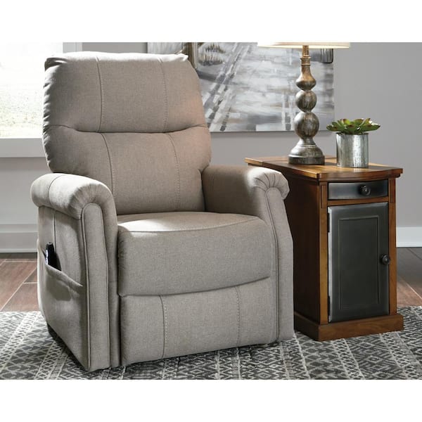 Signature DESIGN BY ASHLEY Markridge Gray Polyester Power Lift Recliner