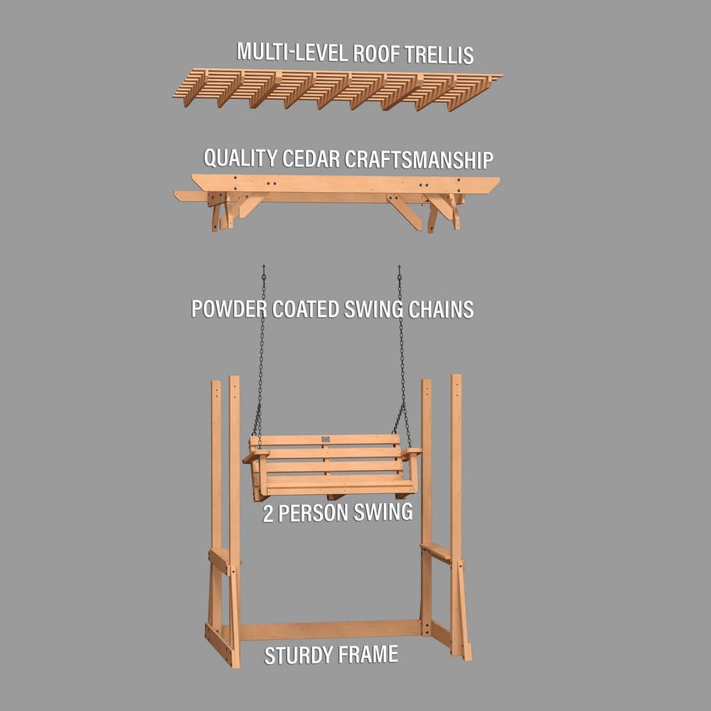 Cedar Double Seating Outdoor Pergola Swing Chair