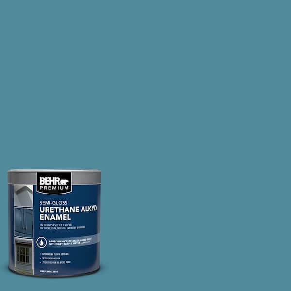 1 qt. #S460-5 Blue Square Semi-Gloss Enamel Urethane Alkyd Interior/Exterior Paint