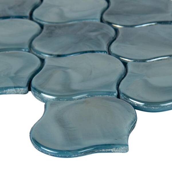 Blue Shimmer Arabesque Glass Mosaic Tile Pattern-MSI 1=7.1 SF 1=1 Box 