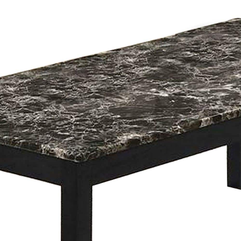 Transitional 3-Piece Faux Marble Coffee and End Table Set - Black