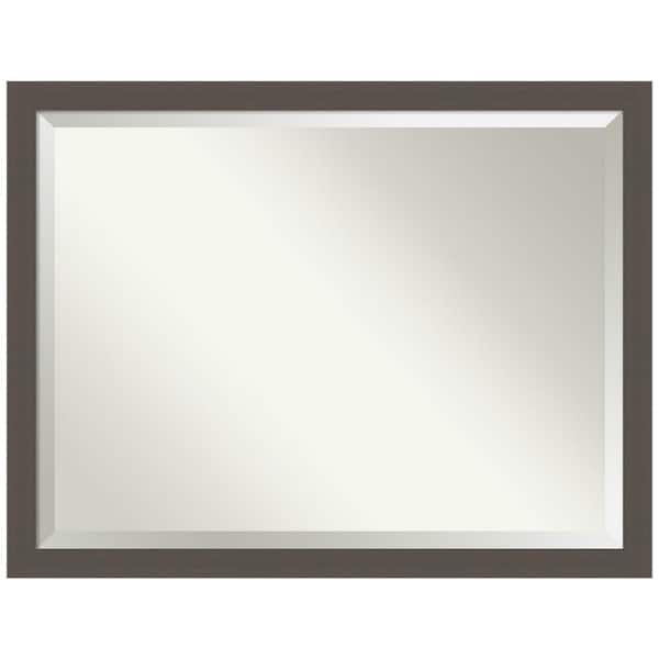 Amanti Art Medium Rectangle Brushed Pewter Beveled Glass Casual Mirror (33.5 in. H x 43.5 in. W)