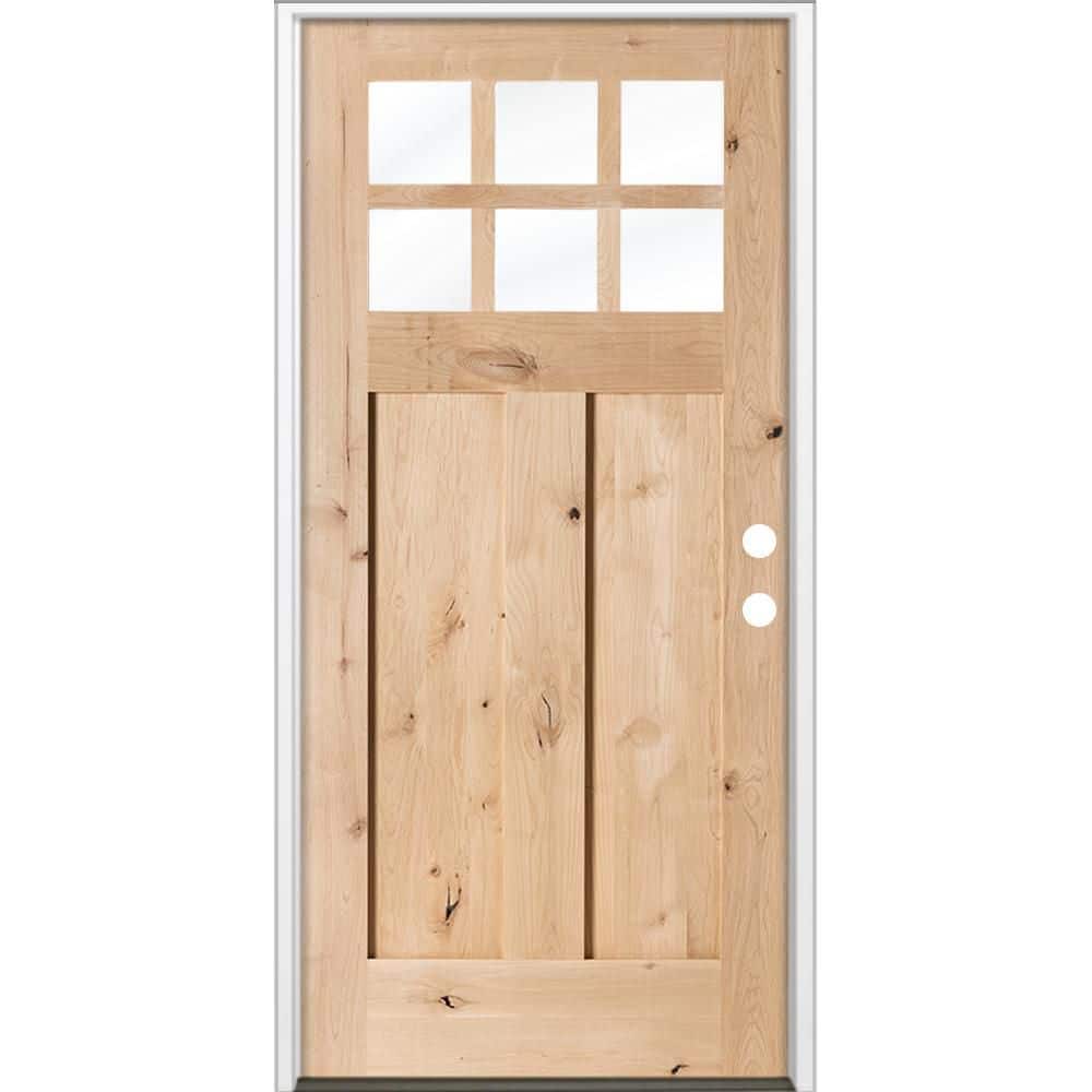 Krosswood Doors 36 in. x 80 in. Craftsman Knotty Alder Left-Hand ...