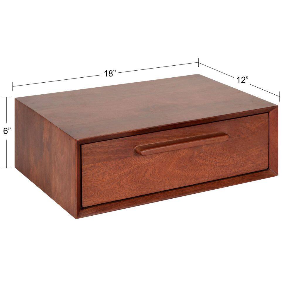 McCutcheon Handcrafted Mango Wood Floating Shelf in Walnut Brown