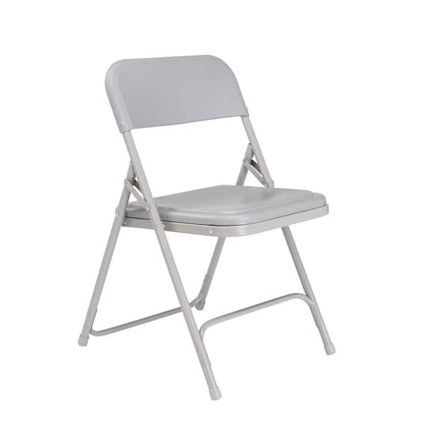 National Public Seating Grey Plastic Seat Stackable Outdoor Safe Folding Chair (Set of 4) - 1