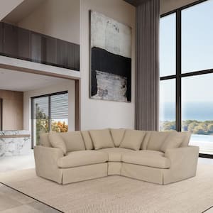 Ciara 99 in. Flared Arm 3-piece Fabric L-Shaped Sectional Sofa in. Sahara Brown